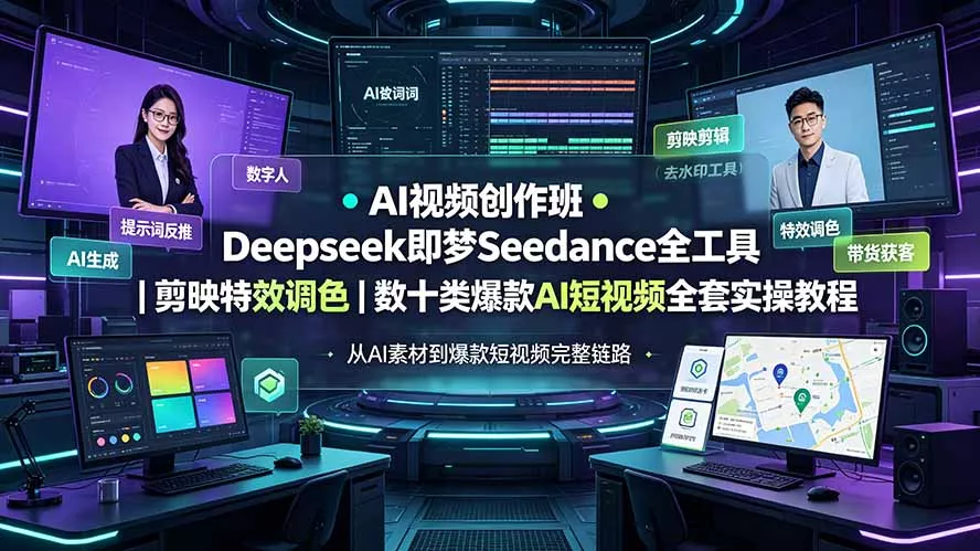 AI视频创作班◆Deepseek即梦Seedance全工具|剪映特效调色|数十类爆款AI短视频全套实操教程-汇联技术