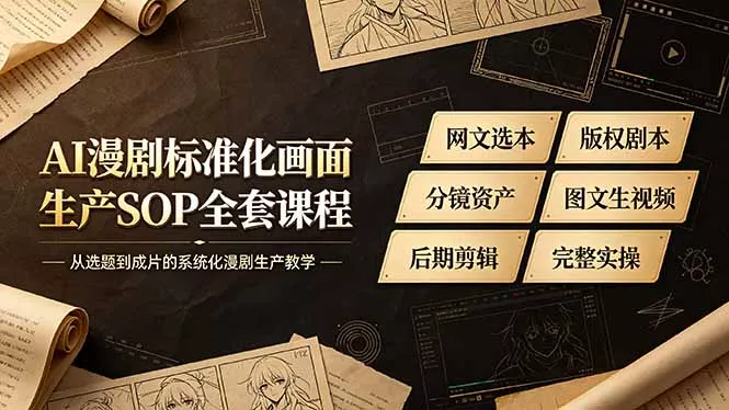 AI漫剧标准化画面生产SOP全套课程-更新,网文选本版权剧本分镜资产全覆盖,图文生视频后期剪辑完整实操教学-汇联技术