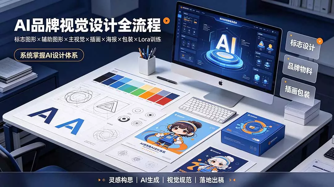 AI品牌视觉设计全流程:标志图形×辅助图形×主视觉×插画×海报×包装×Lora训练,系统掌握AI设计体系-汇联技术