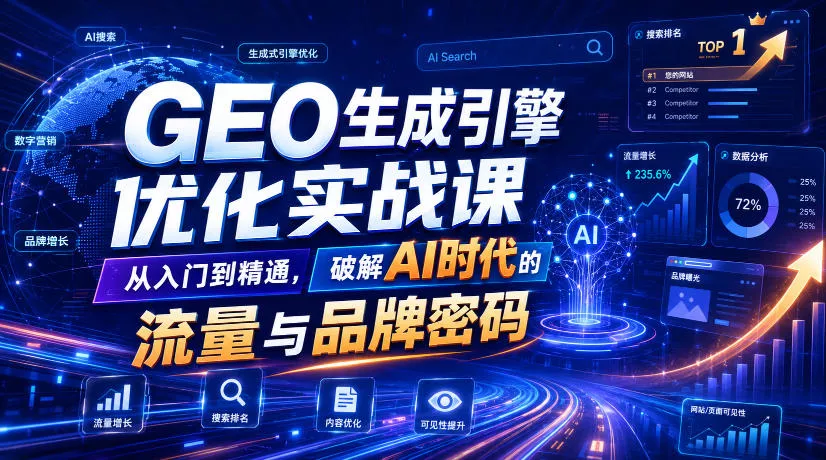 GEO生成引擎优化实战课,从入门到精通,破解AI时代的流量与品牌密码-汇联技术