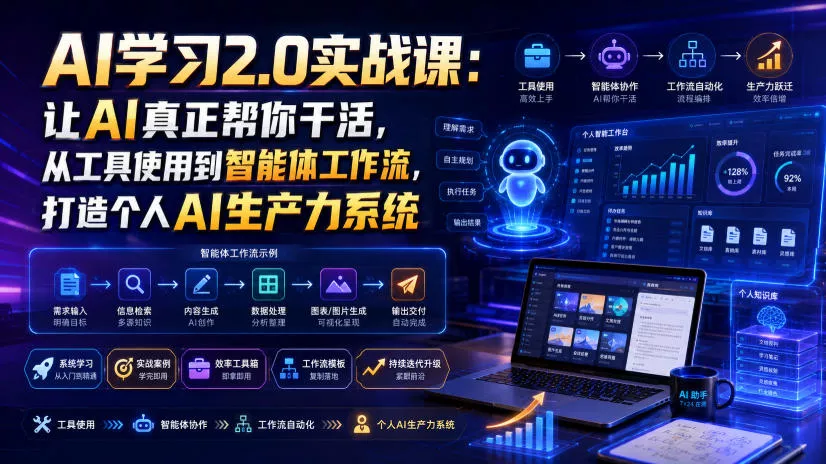 AI学习2.0实战课:让AI真正帮你干活,从工具使用到智能体工作流,打造个人AI生产力系统-汇联技术