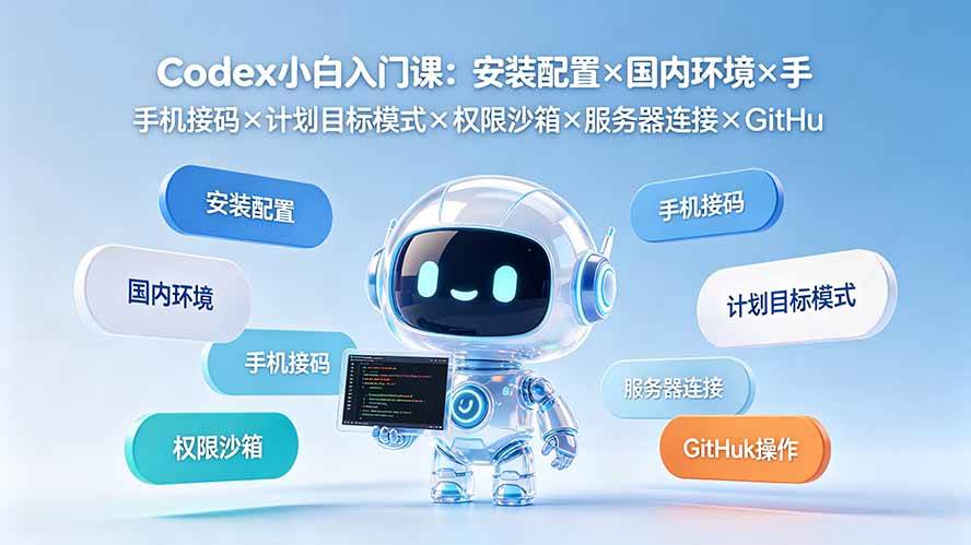 （19402期）Codex小白入门课：安装配置×国内环境×手机接码×计划目标模式×权限沙箱×服务器连接×GitHub操作-汇联技术