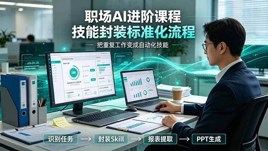 (19369期)职场AI进阶课程;多类实用Skill工具实操,专属技能封装标准化流程,报表行业报告一键提取核心内容-汇联技术