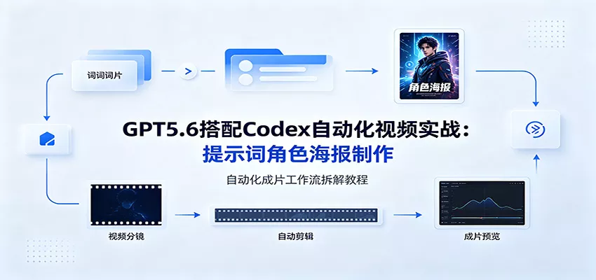 GPT5.6搭配Codex自动化视频实战:提示词角色海报制作,自动化成片工作流拆解教程-汇联技术