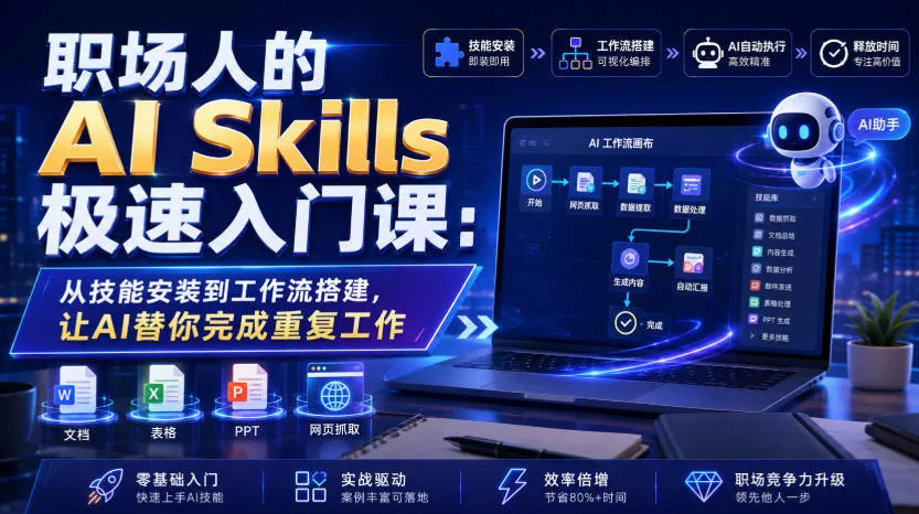 职场人的AI Skills极速入门课:从技能安装到工作流搭建,让AI替你完成重复工作-汇联技术