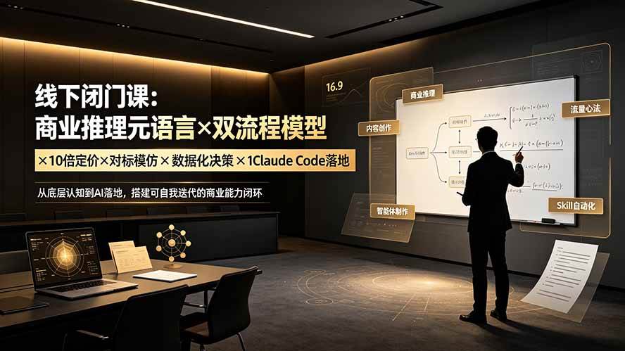 (19381期)线下闭门课:商业推理元语言×双流程模型×10倍定价×对标模仿×数据化决策×Claude Code落地,击穿认知盲区-汇联技术