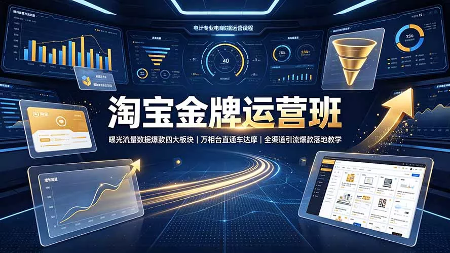 淘宝金牌运营班-7月:曝光流量数据爆款四大板块|万相台直通车达摩|全渠道引流爆款落地教学-汇联技术
