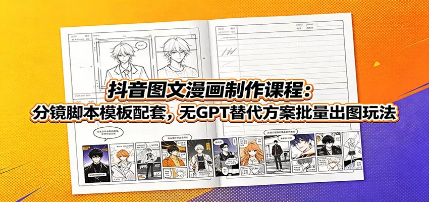 抖音图文漫画制作课程:分镜脚本模板配套,无GPT替代方案批量出图玩法-汇联技术