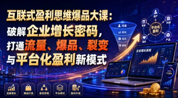 互联式盈利思维爆品大课:破解企业增长密码,打通流量、爆品、裂变与平台化盈利新模式-汇联技术