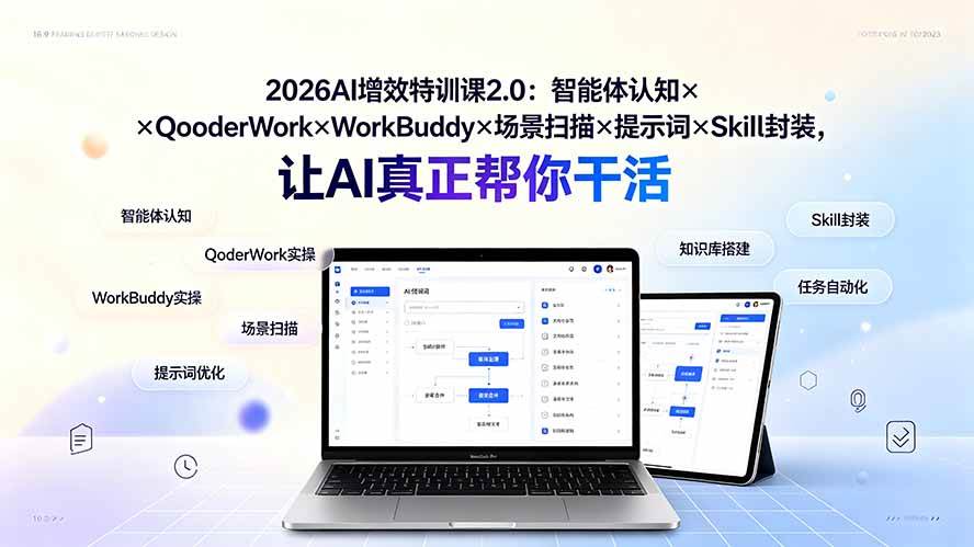 (19368期)2026AI增效特训课2.0:智能体认知×QoderWork×WorkBuddy×场景扫描×提示词×Skill封装,让AI真正帮你干活-汇联技术