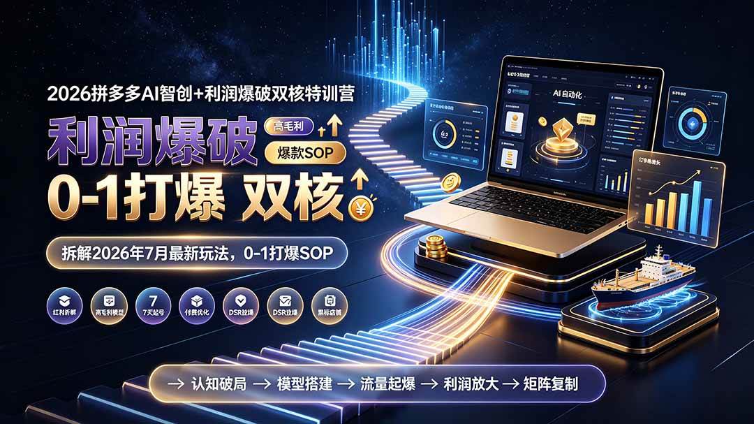 (19391期)2026拼多多AI智创+利润爆破双核特训营-更新:拆解2026年7月最新玩法,0-1打爆SOP-汇联技术