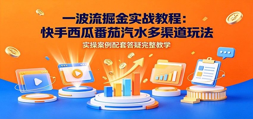 一波流掘金实战教程:快手西瓜番茄汽水多渠道玩法,实操案例配套答疑完整教学-汇联技术